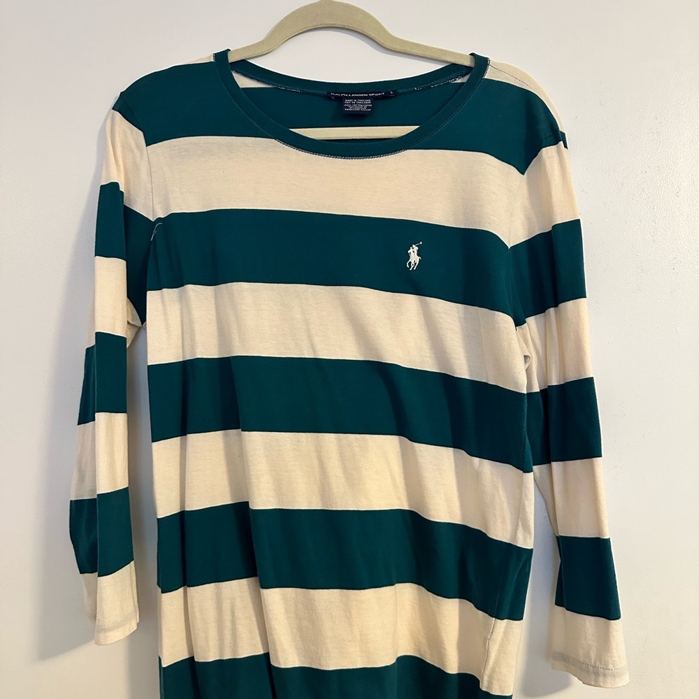 Ralph Lauren Sport Green and Cream Tee